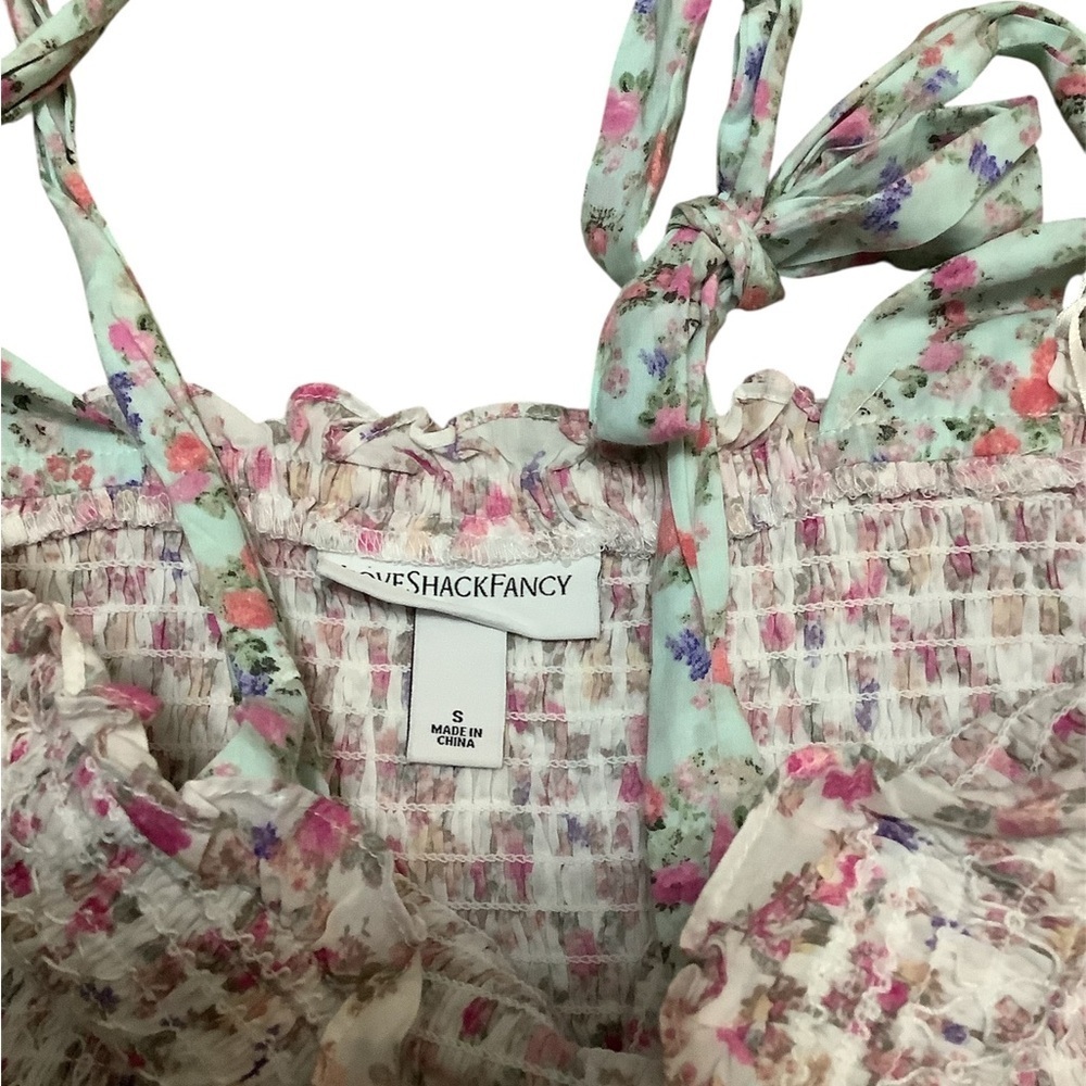 LoveShackFancy Pink and Cream Floral  Dress - Picture 2 of 3
